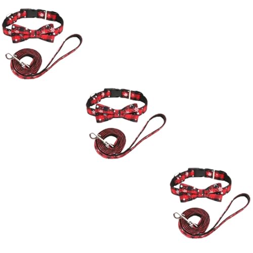 minkissy 6 pcs pet christmas set Training Lead Leashes christmas dog collar walking lead leash dog collar with bow Puppy Xmas Collar puppy kit Christmas Pet Supplies Bibs adjustable von minkissy