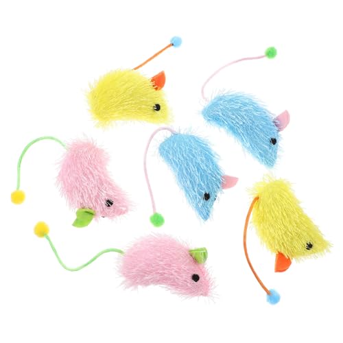 minkissy 6pcs mouse cat toy chew toy cat toy mouse cat mice toys for indoor cats cat funny toys mice shape kitten toys pets toys pet toys cat interactive toys pet supplies Plush bite von minkissy