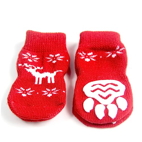 minkissy Haustiersocken für Weihnachten Elch-Design 8 Stück Rot Warme Wollstrümpfe für Haustiere Größe M minkissy Haustiersocken für Weihnachten Elch-Design 8 Stück Rot Warme Wollstrümpfe für Haustiere Größe M von minkissy