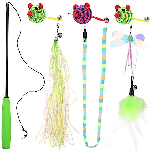 minkissy 8pcs funny cat toy cat exerciser wand pet teaser cat play toys products for cats cat toys for indoor cats cat wand toy pet toys cat toy mouse mouse: rope fishing cat playing von minkissy