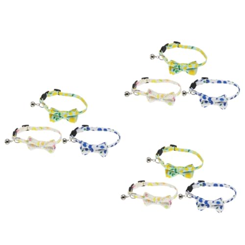 minkissy 9 STK Schleifenhalsband für Haustierkatzen Haustier-Obst-Halskette Hundehalsketten für kleine Hunde Obstdekor Glockenhalsband für Haustiere Hund Halskette die Katze Krawatte Stoff von minkissy