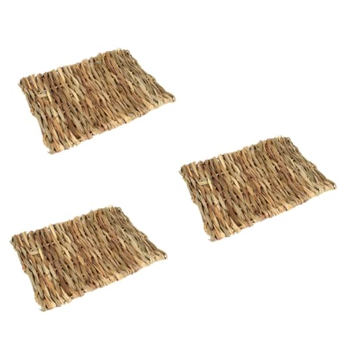 minkissy 9 Stück Meerschweinchen gewebte Matte Hamster Bett Spielen Spielzeug Bunny Matte Häschen Supplies Hampster Bettwäsche Häschen Gras Pads Vogel gewebte Matte Häschen Gras Bett Meerschweinchen von minkissy