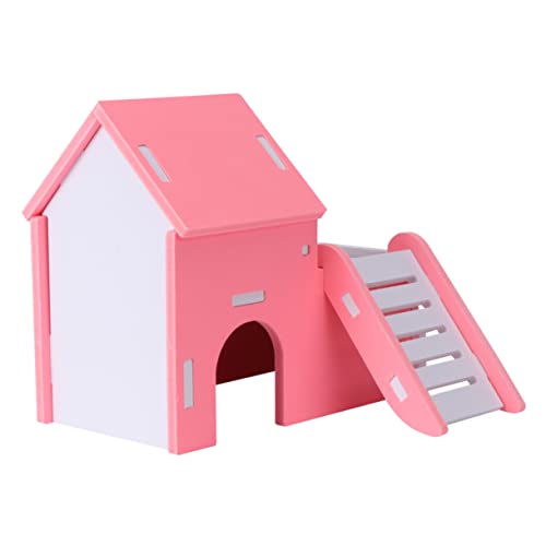 minkissy Hamster Holz Burg Hamster Versteck Haus Hamsterhaus Kleiner Stall Hamster Zweischichtige Hütte Hamster Zuhause Hamster Versteck Haus Hamsterkabine Bambus Hamster Supplies Second Floor von minkissy