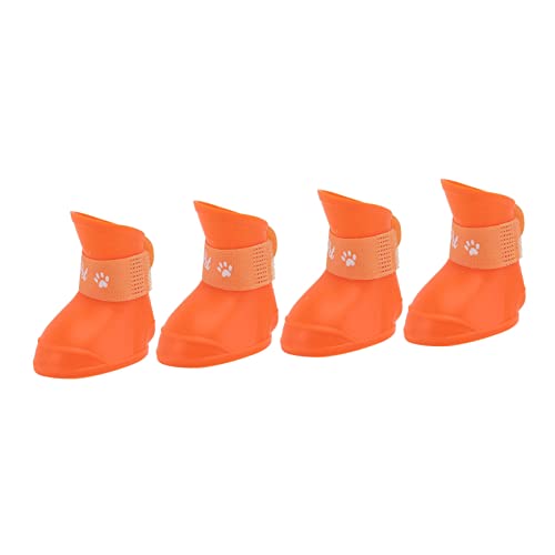 minkissy Haustierschuhe Regenstiefel Für Hundewelpen - Stiefelettenverschluss Orange S von minkissy