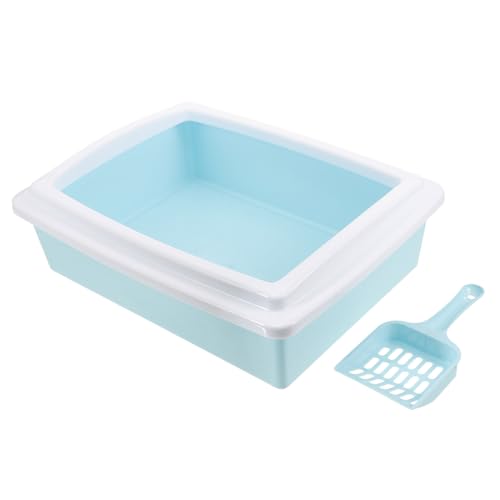 minkissy Halbgeschlossene Katzentoilette Abnehmbare Hohe Barriere Spritzschutz Haustiertoilette Katzentoilette für Kätzchen und Tiere von minkissy