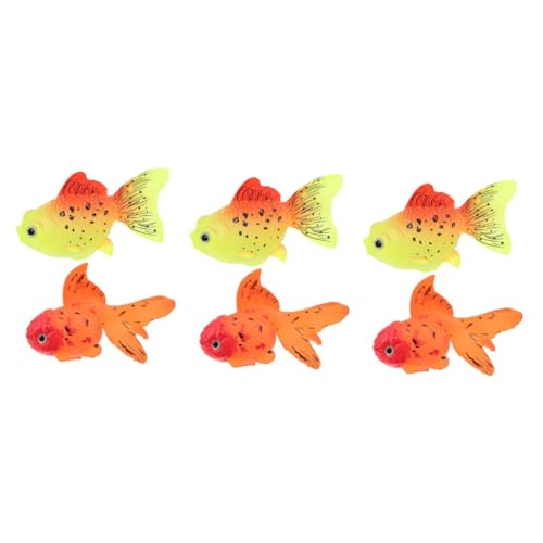 minkissy 6 Stück künstliche Goldfische für Aquarien, lebensechte Fische, Ornament, schwimmende Ornamente, leuchtende schwimmende Fische, Kinder, Basteln, Kieselgel, leuchtendes Kinderaquarium von minkissy