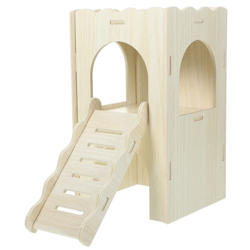 minkissy Hamsterversteck Aus Holz Mit Mehreren Kammern Stabiler Brücke Verschleißfest Sicher Für Kleintiere von minkissy