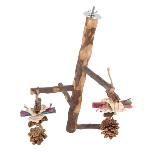 minkissy Papagei Spielzeug Vogelkäfigzweig Spielzeug für Vogelplattform Spielzeuge Vogelbarsch Sittich Holzbarsch Vögel Stand knabbernde Spieße Zubehör rotieren Kombination hölzern von minkissy