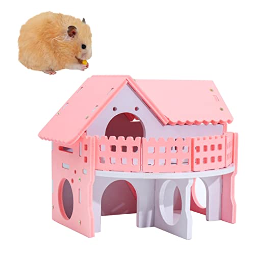 minkissy Holz klein Leiterkäfig für Hamster Rattenhaus Hamstervilla Kletterhaus für kleine Haustiere Spielzeuge Haustier schlafhaus Hamsterhaus Sport Meerschweinchen Hamsternest Bambus von minkissy