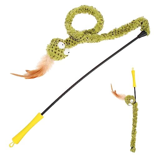 minkissy Katzenspielzeug Mit Langem Stab Und Federn Interaktives Snake Teaser Für Katzen Um Zu Fördern Und Langeweile Zu Vertreiben Katzenangel von minkissy