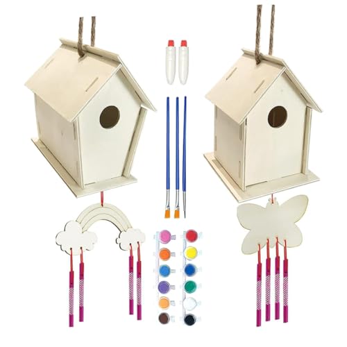 minkissy Vogelhaus Bausatz zum Bemalen Teiliges DIY Kunstset mit Farben Pinseln und Windspiel Kreatives Bastelset für Gestalten und Dekorieren Drinnen und Draußen minkissy Vogelhaus Bausatz zum Bemalen Teiliges DIY Kunstset mit Farben Pinseln und Windspiel Kreatives Bastelset für Gestalten und Dekorieren Drinnen und Draußen von minkissy