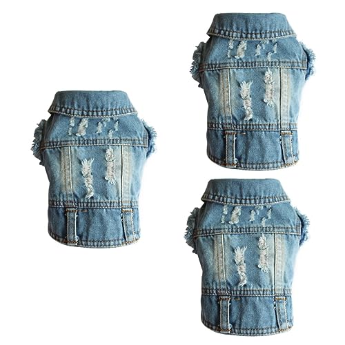 minkissy Vrvogue Hundekleidung, Denim, Hundewesten, Chihuahua, modische Weste, Kleidung für Hunde, zum Aufbürsten, für kleine Hunde, Denimweste, Sonnenschutz, Frühling und Herbst, 3 Stück von minkissy