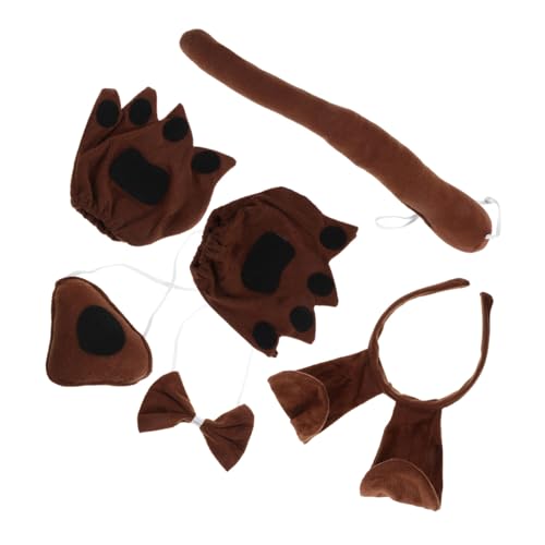 minkissy Welpen Kostüm für Hundestirnband Fliege Nase und Pfotenhandschuhen Weiche Bequeme Tier Cosplay Accessoires für Karneval Halloween und Rollenspiele von minkissy