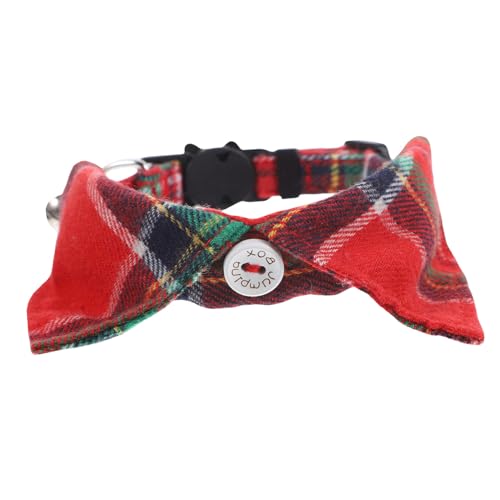 minkissy Sicheres Robustes Katzenhalsband Verstellbare Größe Entzückendes Kariertes Halsband Mit Glöckchen Für Kätzchen Haustierhalsband Für Weihnachten von minkissy