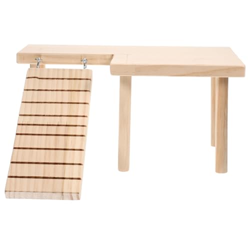 Hamster-Kletterplattform-Set aus Holz, lustiges Spielzeug für Hamster und Chinchillas, Hellgelb, 27,9 x 17 cm von misppro