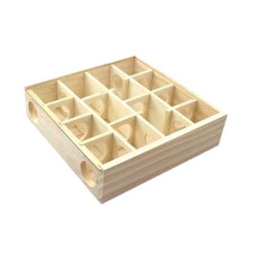 Holz Labyrinth Tunnel Spielzeug für Hamster Mehrkammer Versteck Hütte mit Sandkasten Interaktiver Spielplatz von misppro
