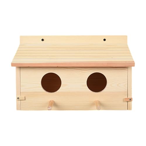 Vogelhaus aus Holz mit 2 Löchern, Außenhofdekoration, Paarungsbox für Papageien, Bluebirds, Kolibris von misppro