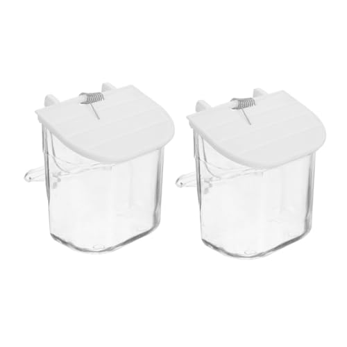 Vogelkäfig-Zubehör, Wasser-Futterstation mit Federclip, Design für Tauben, Papageien, Finken, 8,5 cm, einfache Installation, 2 Stück von misppro