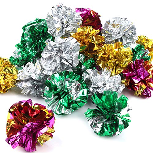 misppro Crinkle Balls Katzenspielzeug – Mylar-Knisterbälle für Katzen – zufällige Farbe – zum Spielen und Stressabbau von misppro