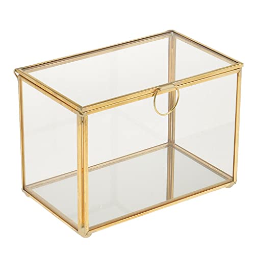 misppro Moderne geometrische Glas-Schmuckschatulle Tischplatte Sukkulenten Pflanzen Box 17x10x12cm von misppro