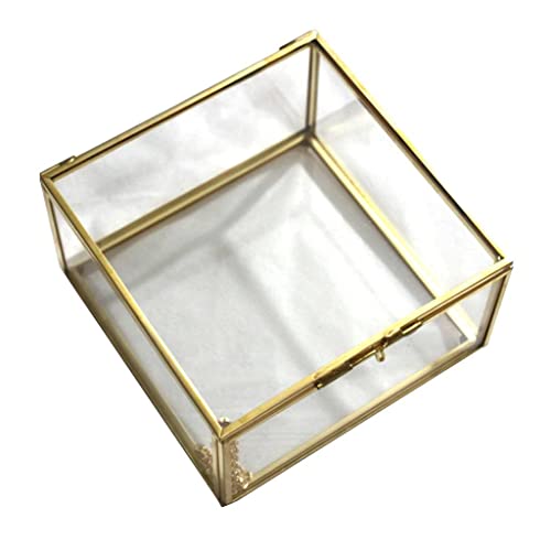 misppro Sukkulenten-Behälter aus Glas mit geometrischer Schmuckschatulle - 13 x 13 x 8 cm von misppro