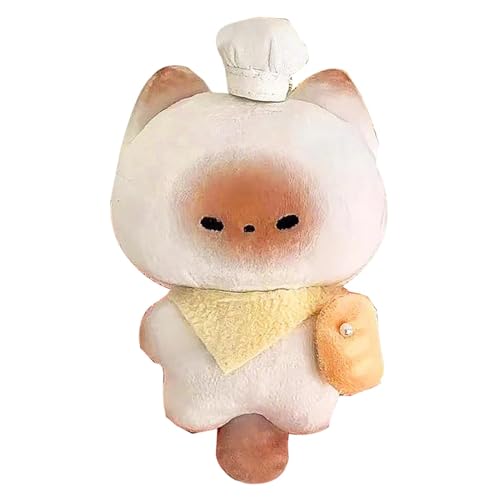 Adorable Cat Doll Ornament, Cat Stuffed Animal, Stuffed Steamed Bun Cat Doll, Bread Cat Plush Toy, Soft Chef Bread Cat Plush, Cat Plush Keychain, Kitten Stuffed Doll 4.72 Inches for Schoolbag von mivceklw