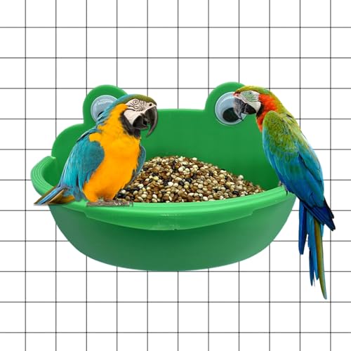 Bird Bowls, Parrot Feeder Dish, Splash-Proof Multi-Use Design, Bathing and Feeding Bowl, for Cockatiel Parakeet Lovebird Gray Parrot Cage, 14.6x7.8x3.6cm Green von mivceklw