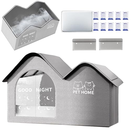 Cooling Cat House, zusammenklappbar, wasserdicht, isoliert, Katzenkabine, integriertes Eispaket, tragbar, tragbar, für unterwegs, ideal für Wohnung, Backpacking, Outdoor, 60 x 38 x 42 cm, Grau Cooling Cat House, zusammenklappbar, wasserdicht, isoliert, Katzenkabine, integriertes Eispaket, tragbar, tragbar, für unterwegs, ideal für Wohnung, Backpacking, Outdoor, 60 x 38 x 42 cm, Grau von mivceklw