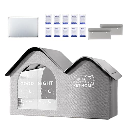 Cooling Cat House, zusammenklappbar, wasserdicht, isoliert, Katzenkabine, integriertes Eispaket, tragbar, tragbar, für unterwegs, ideal für Wohnung, Backpacking, Outdoor, 60 x 38 x 42 cm, Grau von mivceklw