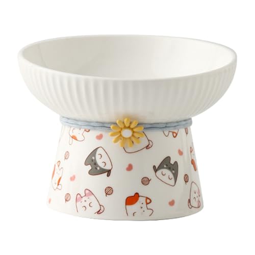 Raised Cat Bowl, Tilted Ceramic Feeding Dish, Anti-Vomiting Pet Water Bowl, Ergonomic Elevated Design, 330 ml, Kapazität für flaches Flat-Faced Pets, Keramikmaterial, 14 x 10 x 10 cm Raised Cat Bowl, Tilted Ceramic Feeding Dish, Anti-Vomiting Pet Water Bowl, Ergonomic Elevated Design, 330 ml, Kapazität für flaches Flat-Faced Pets, Keramikmaterial, 14 x 10 x 10 cm von mivceklw
