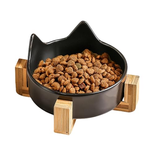 Spill-Proof Ceramic Dog and Cat Bowls, Anti-Fall Cat Feeding Bowl with Wooden Stand, Cute Cat Ear Water Dish for Indoor Pets, Non-Slip Elevated Design for Dogs and Cats, Feeding Spill-Proof Ceramic Dog and Cat Bowls, Anti-Fall Cat Feeding Bowl with Wooden Stand, Cute Cat Ear Water Dish for Indoor Pets, Non-Slip Elevated Design for Dogs and Cats, Feeding von mivceklw