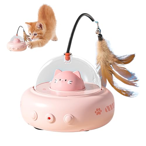 mivceklw Interactive Cat Feather Toy, Rechargeable Rotating Pet Enrichment, Kitten Chasing Game with 600mah Battery, Boredom Exerciser for Cats, Fun Hunting Plays, 4.33x4.53x11.02 Inches von mivceklw