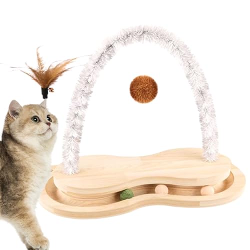 mivceklw Wooden Cat Scratcher Toy, Fun Rotating Turntable Scratcher, Ball Track Scratching Board, Multifunctional Cat Scratching Post 15,35 x 7,48 x 14,17 cm, für Indoor Katzen, kleine Hunde, mivceklw Wooden Cat Scratcher Toy, Fun Rotating Turntable Scratcher, Ball Track Scratching Board, Multifunctional Cat Scratching Post 15,35 x 7,48 x 14,17 cm, für Indoor Katzen, kleine Hunde, von mivceklw