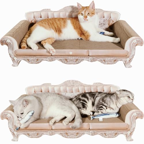 Extra großes Katzenkratzbett, Luxus-Kratzbrett, viktorianischer Stil, Sofa-Form, Gold und Rosa, 80 cm Extra großes Katzenkratzbett, Luxus-Kratzbrett, viktorianischer Stil, Sofa-Form, Gold und Rosa, 80 cm von miwoowim