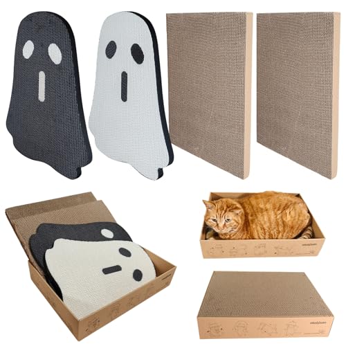 L-förmige Kratzmatte für Katzen, Wandmontage (Halloween-Geist an der Wandmontage) von miwoowim
