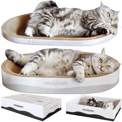 Miwoqwim extra großes Kratzbett, ovale Form, Katzenkratzschale, Kratzbox mit gewelltem Kratzpad, 59,9 cm, Grau, 3 Stück Miwoqwim extra großes Kratzbett, ovale Form, Katzenkratzschale, Kratzbox mit gewelltem Kratzpad, 59,9 cm, Grau, 3 Stück von miwoowim