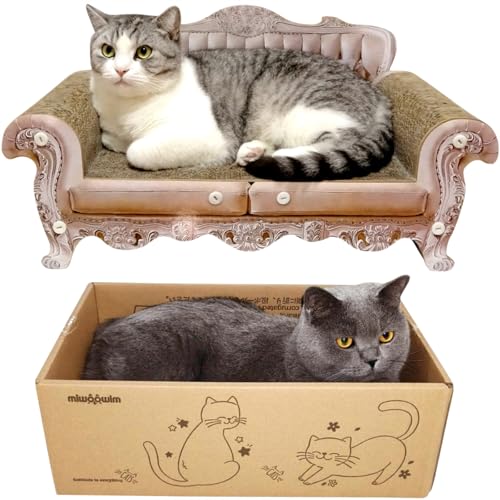miwoowim Kratzbett für Katzen, 58,4 cm, Katzencouch und 44,9 cm Kratzbox mit nachfüllbarem Pad, große Katzenliege miwoowim Kratzbett für Katzen, 58,4 cm, Katzencouch und 44,9 cm Kratzbox mit nachfüllbarem Pad, große Katzenliege von miwoowim