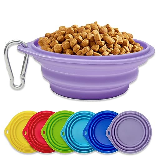 Silikon Hundenapf inkl. Karabinerhaken ideal für unterwegs 250ml für Hunde und Katzen Futternapf Trinknapf Wassernapf Reisenapf (Flieder) von mixed24