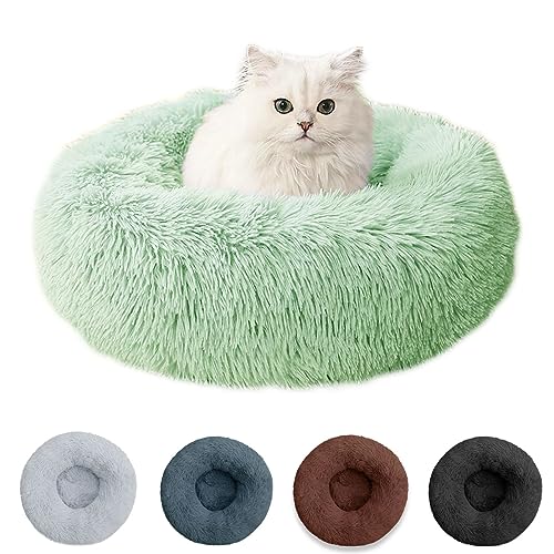 mixed24 Plüsch Donut Hundebett Katzenbett Kuschelbett Haustierbett Kissen Bett Hundekissen Rund Weich (40cm, Blaugrau) von mixed24