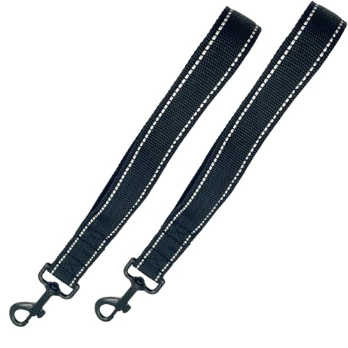 2 Stuck Hundeleine Kurz, 30cm Schleppleine Hund, 360° Drehbar Nylon Schleppleine für Trainingsleine, für Kleine Große und Mittlere Hund(Schwarz) von mkemka