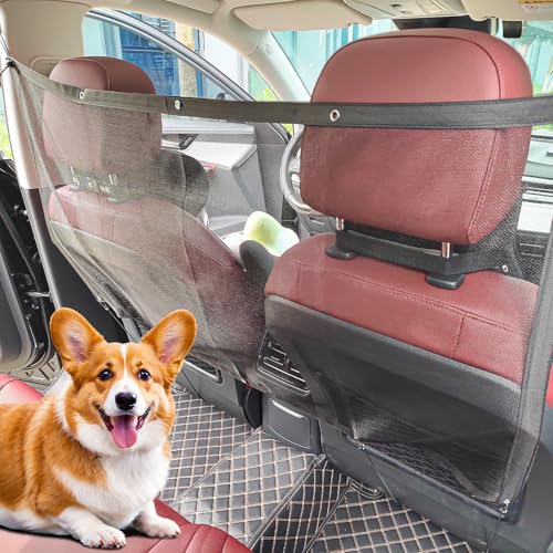 Hundegitter Auto, Hundegitter Auto Kofferraum 115*62 cm, Trenngitter Kofferraum Hund für Den Einsatz In Einer Vielzahl von Fahrzeugen Wie Suvs, Lastwagen und Limousinen, Hundenetz Auto für Rücksitz von momgyaamz