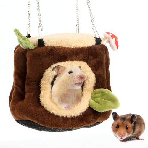 Meerschweinchen Höhle Hängematte Kleintierbetten Versteck, Winter Warme Kuschelsack Hamster Höhlenbetten, Haustierekäfig Bett Zubehör für Nagetiere Zwergkaninchen Frettchen Ratten Igel Chinchilla von momgyaamz