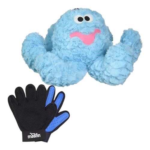 Bundle of Pet Hair Cleaning/Removing Glove - 23x16, and 01006 Pastel Octopus 15-Inch Squeak Toy for Dogs, Pack of 1 von moofin