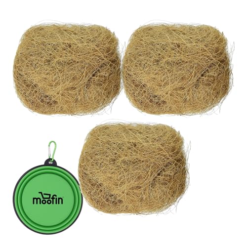 Set aus tragbarem, faltbarem Silikon-Futternapf – 13 x und BPV105 sterilisierte natürliche Kokosfaser für Vogelnest, 3 Stück von moofin