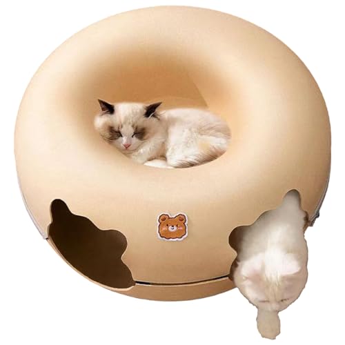 Moonyan Tunnelbett für Katzen,Tunnelbett für Katzen | Katzenversteck in Donutform für den Innenbereich, multifunktionale, abnehmbare von moonyan