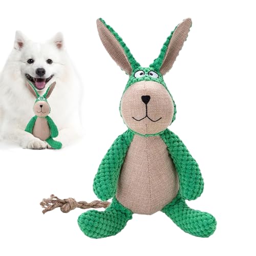 moonyan Kaninchen-Hundespielzeug, Robustes, quietschendes Hundespielzeug - Kau- und Knisterspielzeug für Hunde - Wiederverwendbarer quietschender Hundeplüsch, Zahnreinigungsspielzeug für Hunde, von moonyan