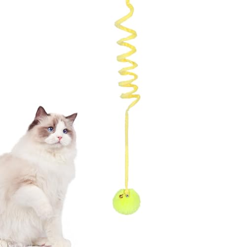 moonyan Katzen-Teaser-Zauberstab, Teaser-Spielzeug für Katzen - Einziehbarer interaktiver Katzenspielzeugstab - Flexibler, lustiger Türtrainer mit Garnball für Hauskatzen von moonyan