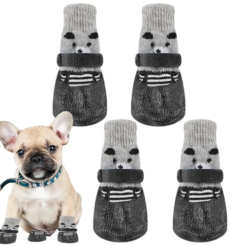 rutschfeste Hundesocken, Hundepfotenschutz - Atmungsaktive Anti-Rutsch-Hundeschuhe,Weiche Haustiersocken für Hartholzböden, Teppiche, Sofas, verschleißfeste Hundeschuhe zum Schutz der Pfoten Moonyan von moonyan