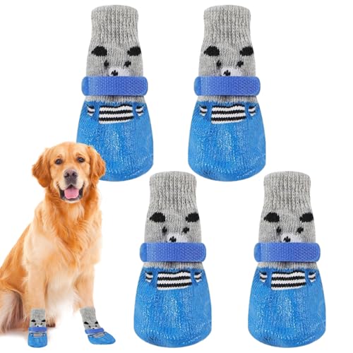 rutschfeste Hundesocken, Hundeschuhe für Hartholzböden - rutschfeste warme Hundesocken,Weiche Haustiersocken für Hartholzböden, Teppiche, Sofas, verschleißfeste Hundeschuhe zum Schutz der Moonyan von moonyan