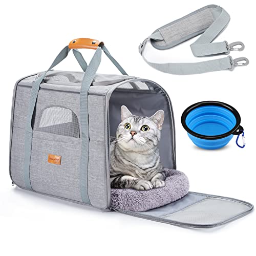 Morpilot Transportbox Katze Katzen transportboxen, Faltbare katzentasche transporttasche, hundetragetasche Transporttasche mit Einstellbar Schultergurt katzenbox für Katzen Kleiner Hund Welpe von morpilot